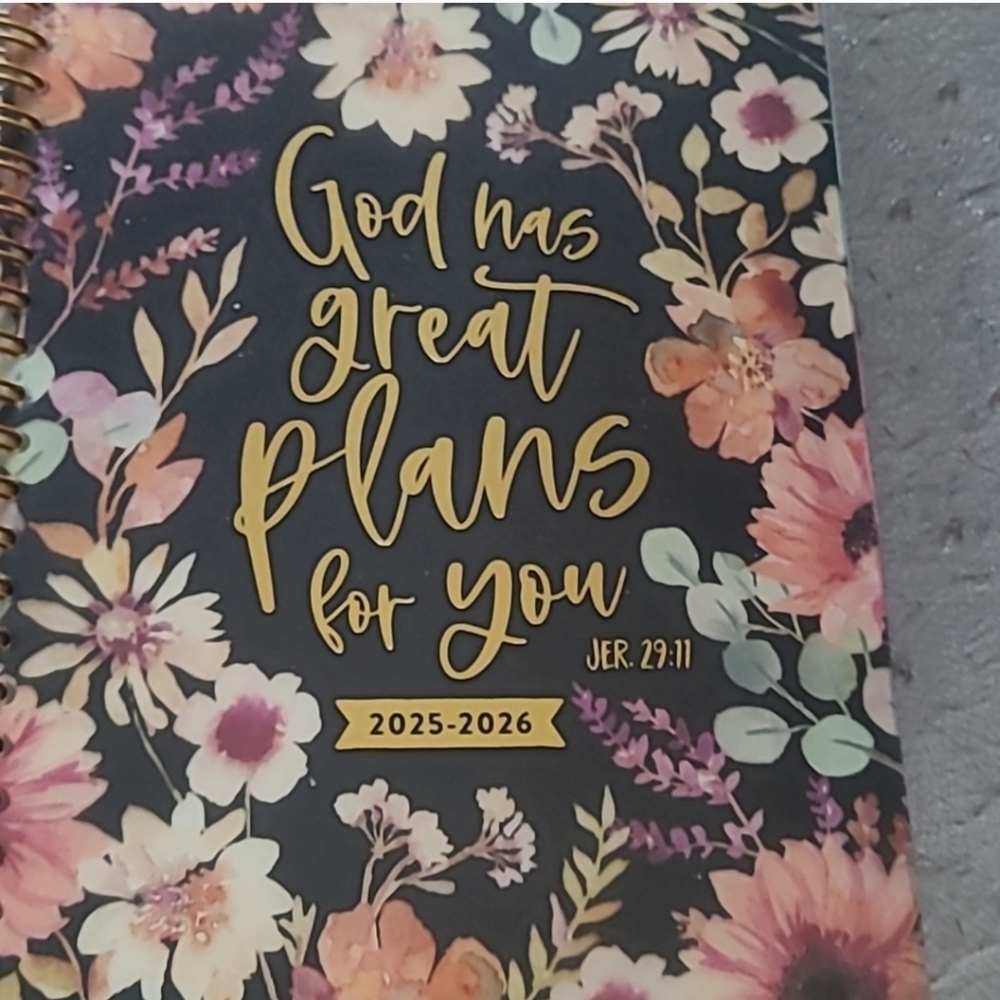 Floral Spiral Planner with Gold Accents